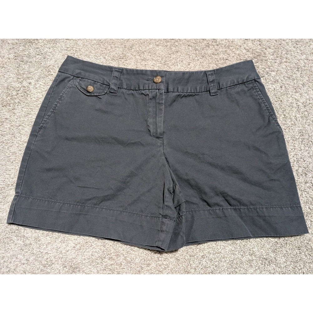 Lands End Shorts Womens 10 Gray Chino‎ Cotton Mid Rise Classic Preppy Summer